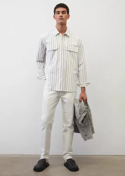 Overhemd Met Lange Mouwen Relaxed Met Meerkleurig Streepmotief Heren E-Commerce Overhemden Marc O'polo Multi/ White